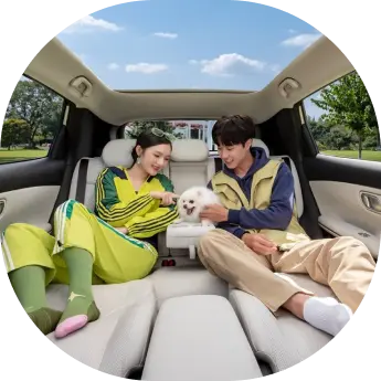 Family relaxing inside a CHANGAN NEVO