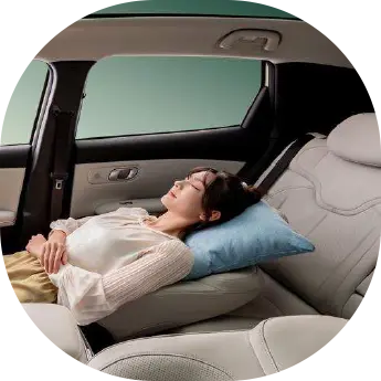 Passenger resting comfortably inside a CHANGAN NEVO